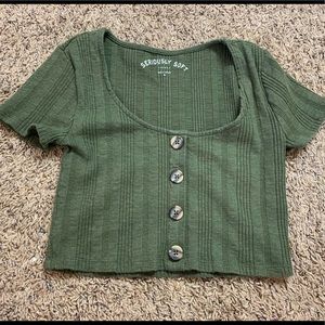 Olive green cropped shirt